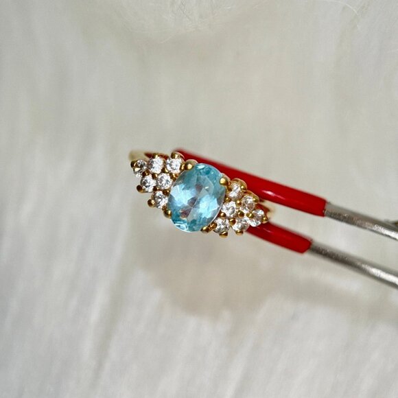 Aquamarine/Cz Ring - Picture 2 of 6